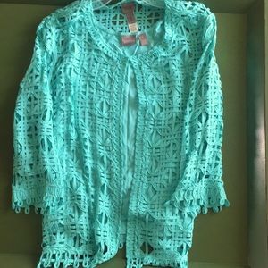 Lace cardigan and matching travelers tank by Chico’s